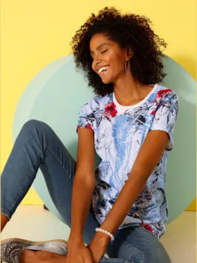 T-shirt manches courtes en coton avec imprimé