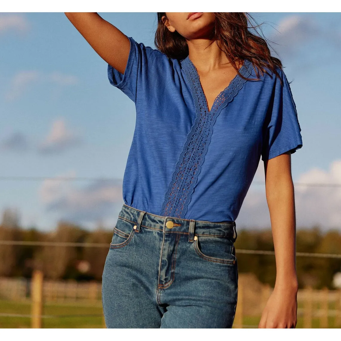 T-shirt TILA bleu en coton | 3 Suisses
