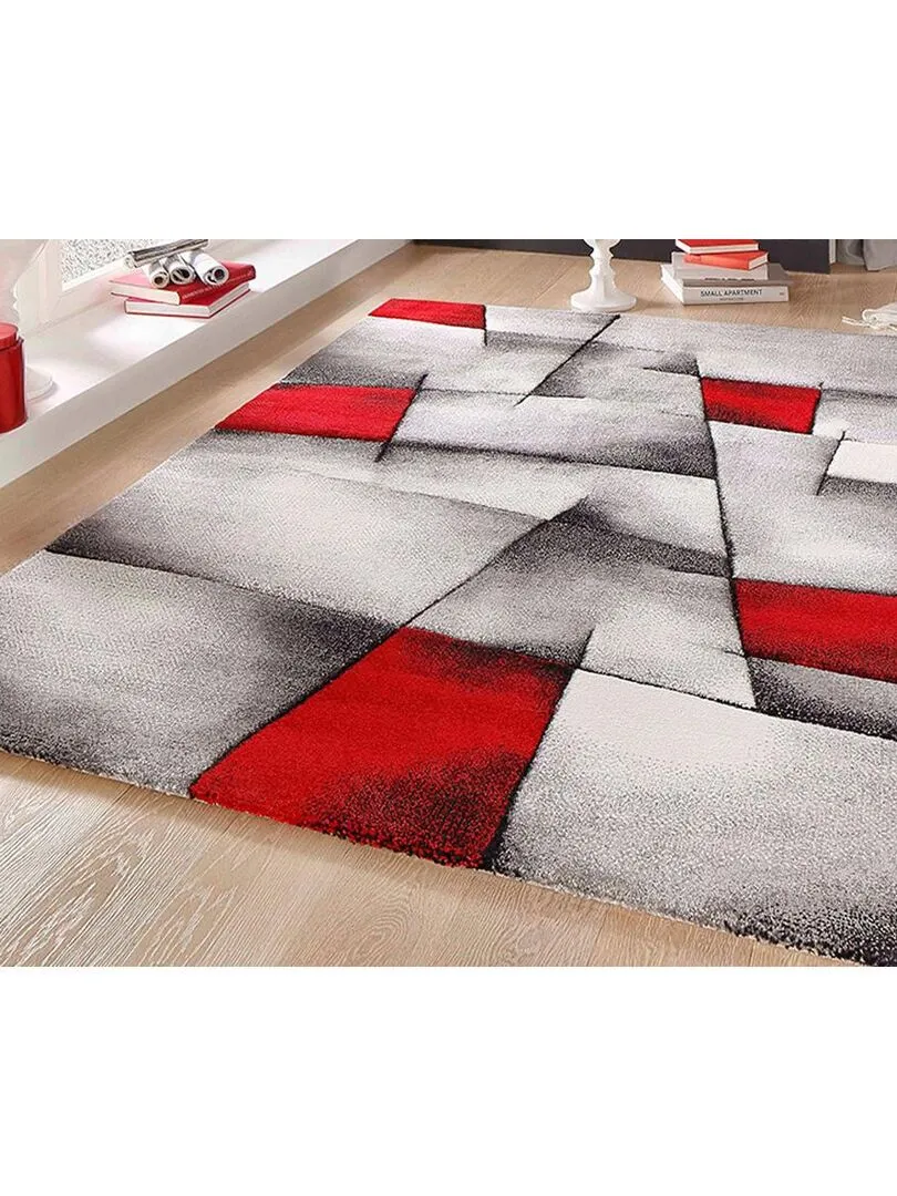 Tapis géométrique et asymétrique - Rouge