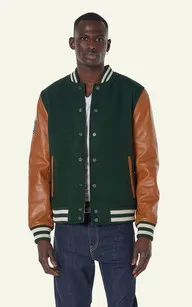 Teddy Varsity vert Serge Pariente - La Canadienne - Blousons Cuir Vert