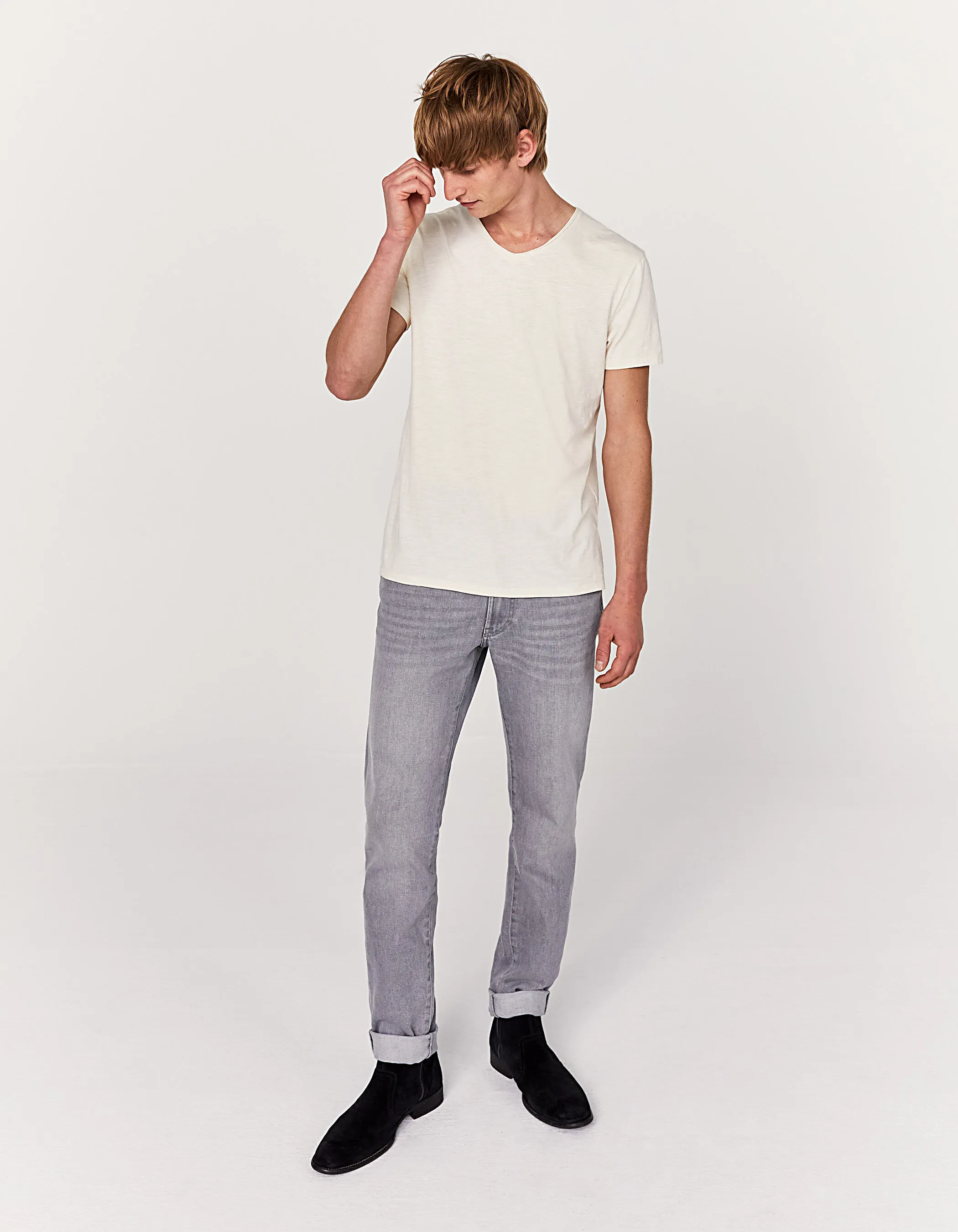 Tee-shirt L'Essentiel naturel chiné à col V Homme