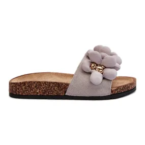 Tongs Pour Femmes Avec Décorations Gris Bunlia