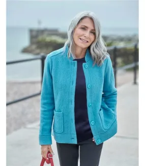 Veste à col montant en Laine bouillie - Femme - Pure Laine