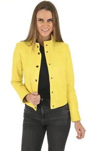 Veste courte cuir jaune La Canadienne - La Canadienne - Blousons Cuir Jaune