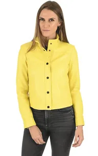 Veste courte cuir jaune La Canadienne - La Canadienne - Blousons Cuir Jaune