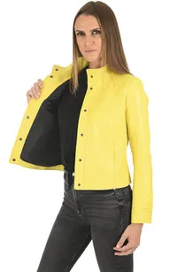 Veste courte cuir jaune La Canadienne - La Canadienne - Blousons Cuir Jaune