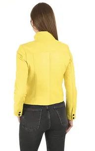 Veste courte cuir jaune La Canadienne - La Canadienne - Blousons Cuir Jaune