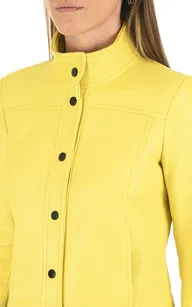 Veste courte cuir jaune La Canadienne - La Canadienne - Blousons Cuir Jaune