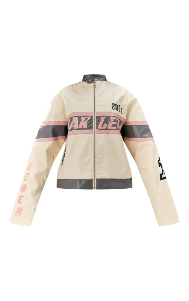 Veste  rose clair oversize à slogan